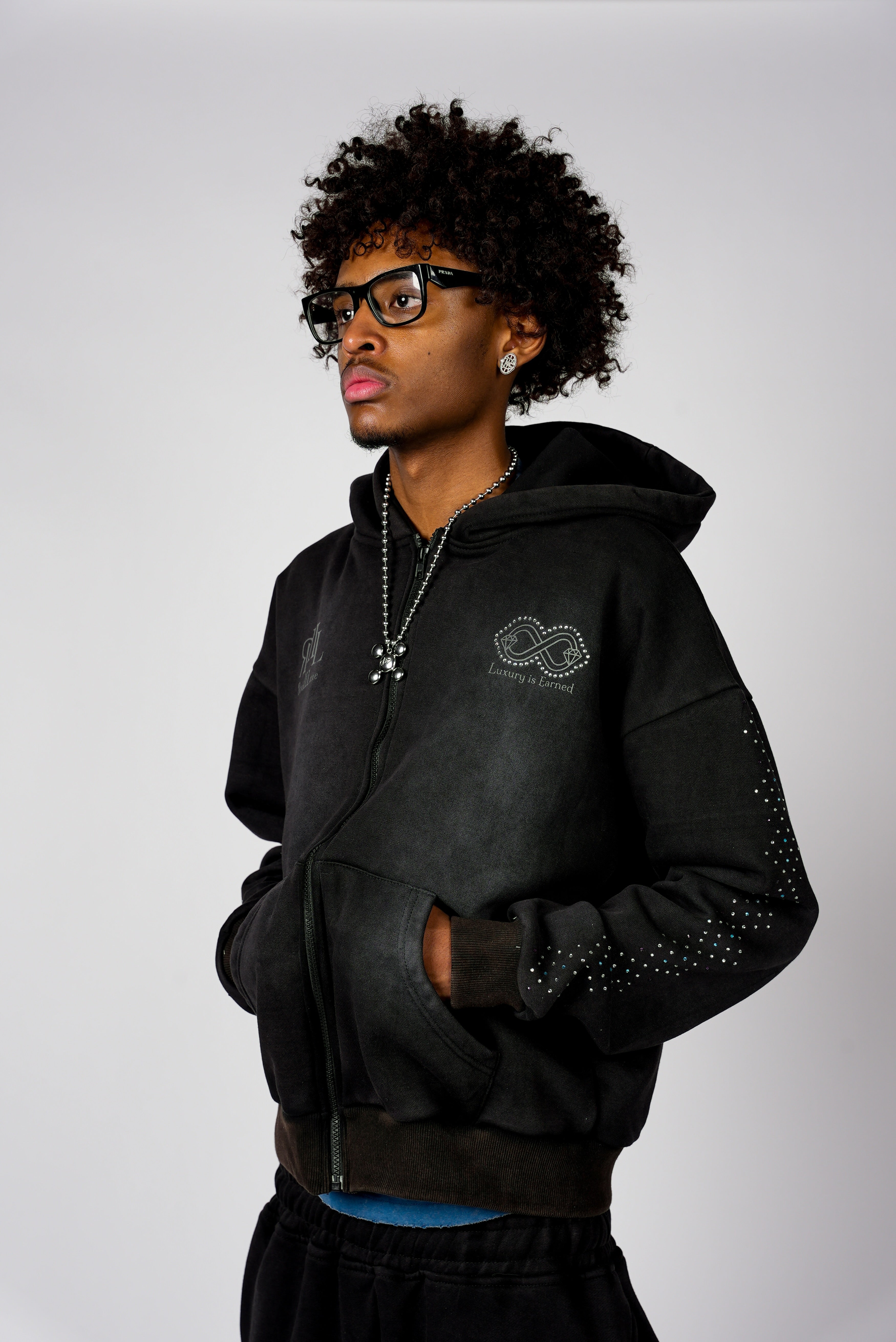 Noir Essence Zip-Up Hoodie