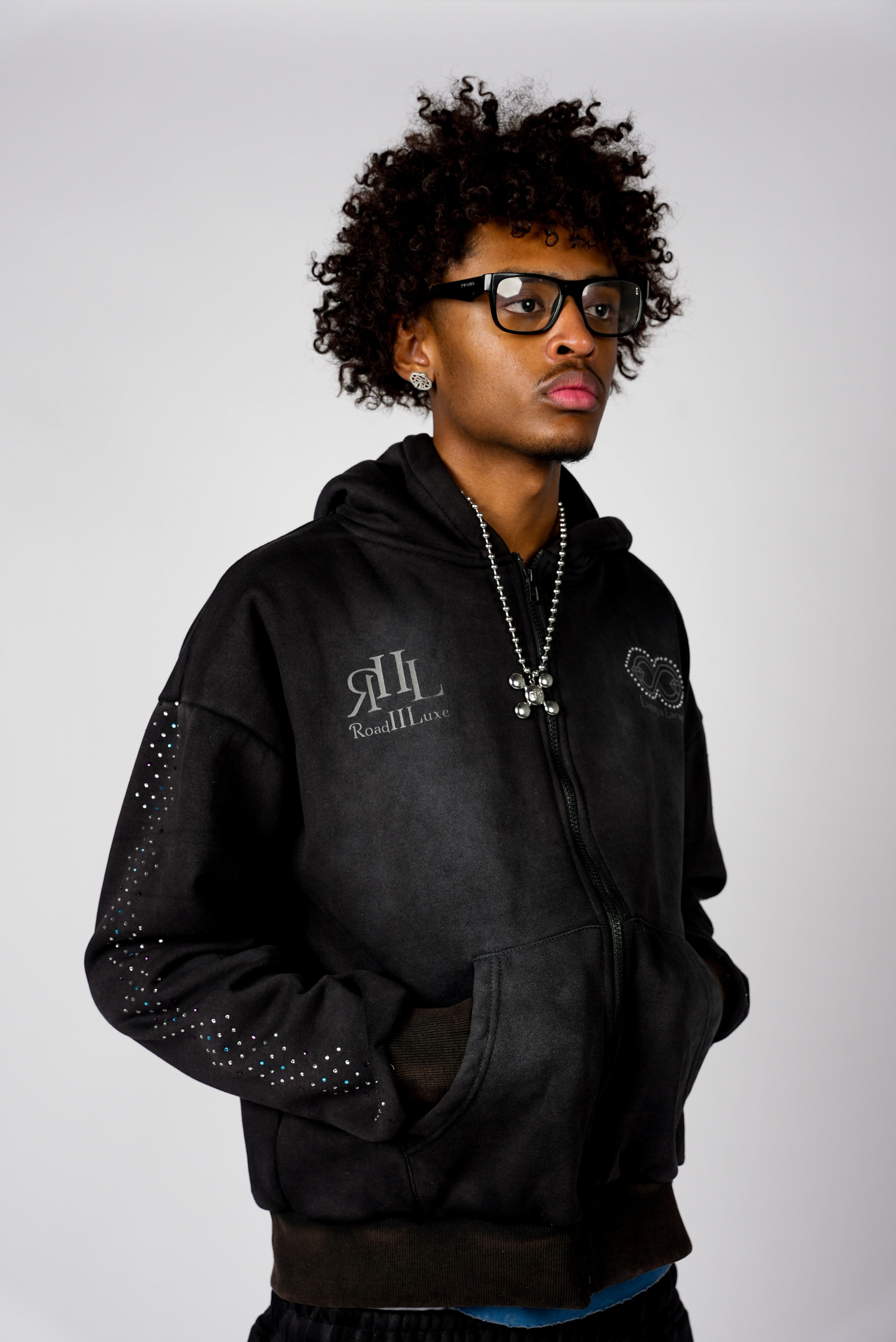 Noir Essence Zip-Up Hoodie