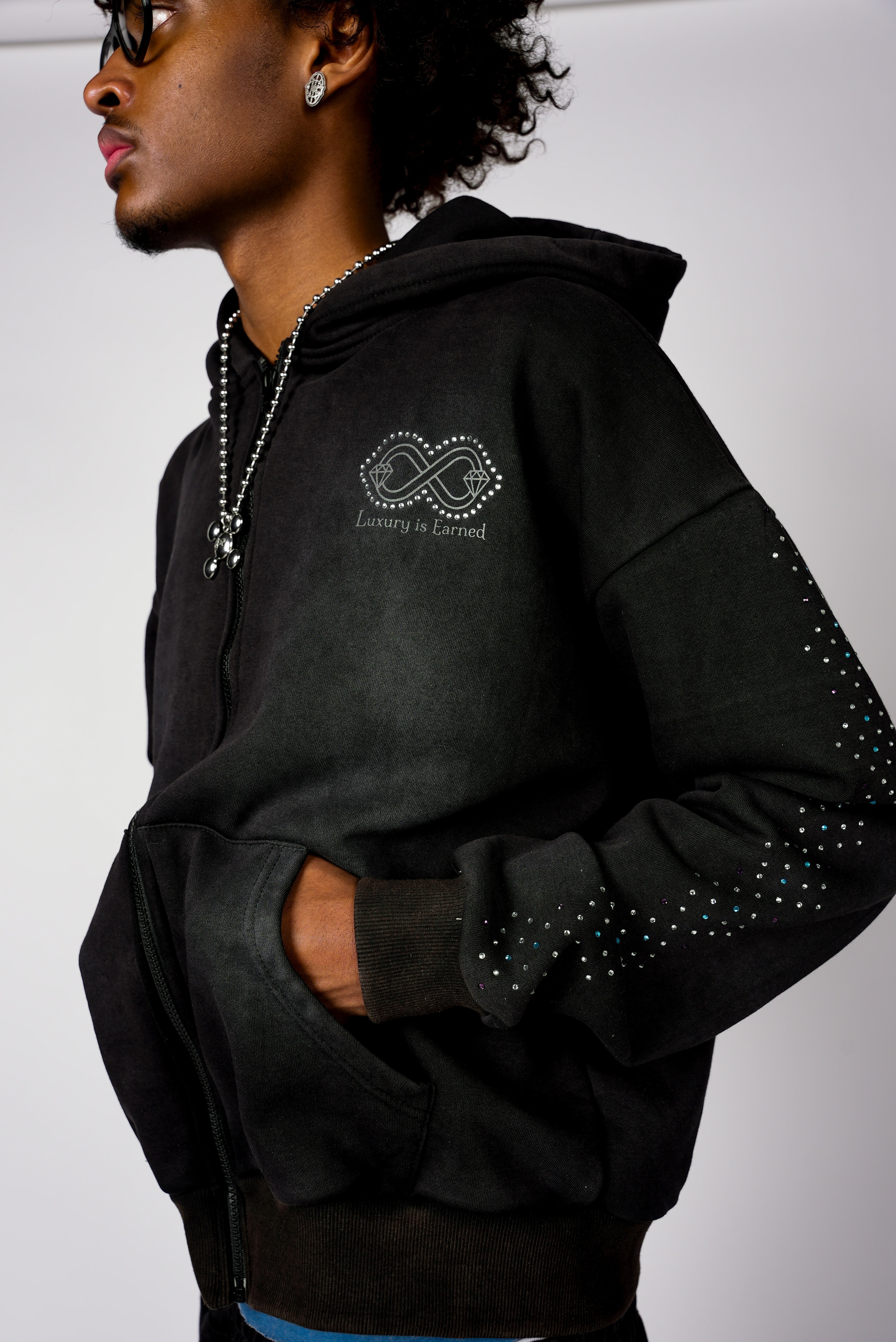 Noir Essence Zip-Up Hoodie