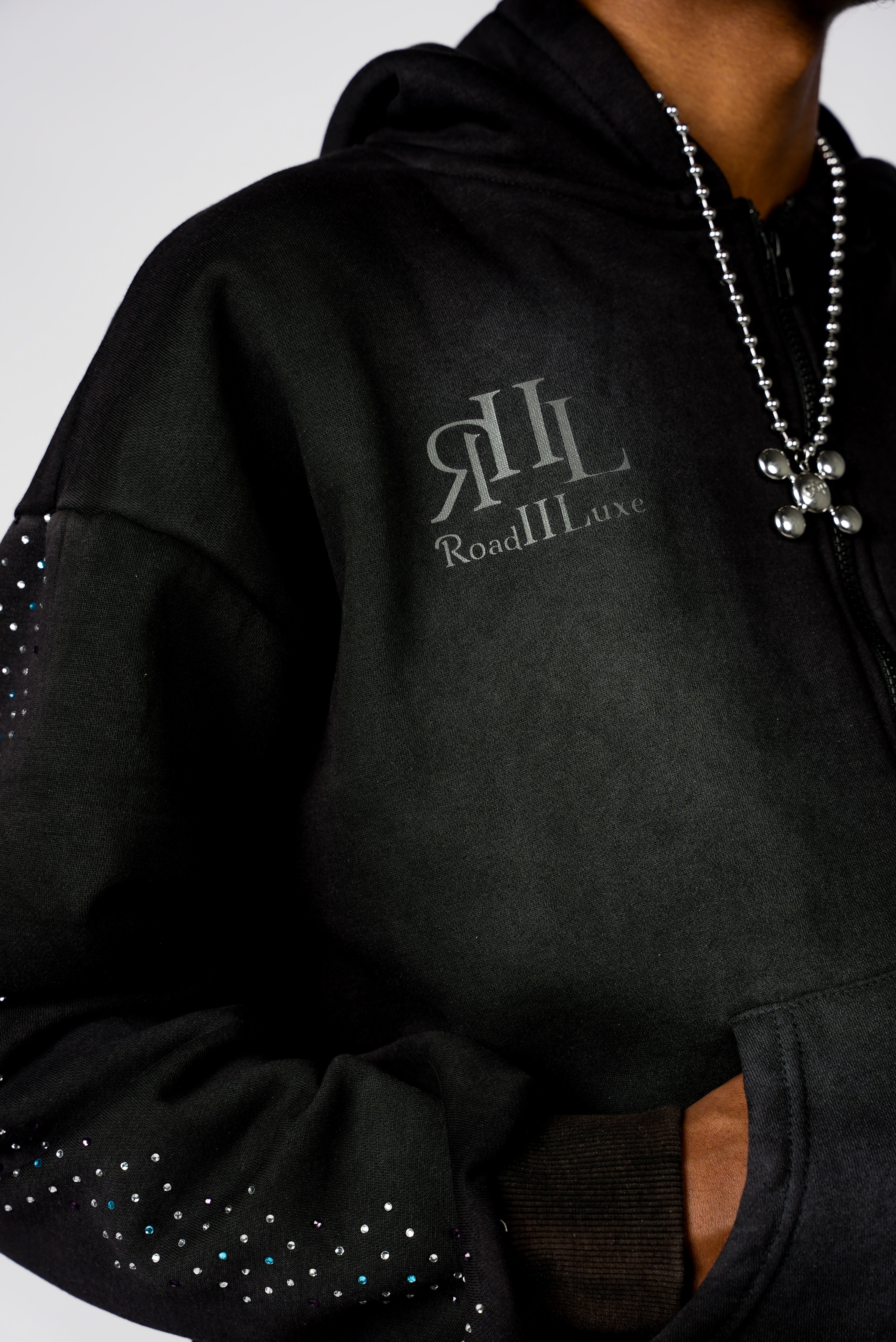 Noir Essence Zip-Up Hoodie